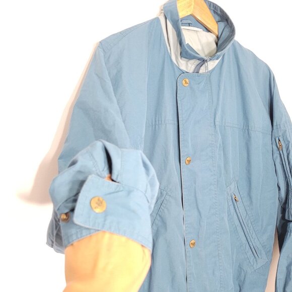 Club International Y2K Teal Blue Windbreaker Jacket Snap Zip Front Retro Small - Picture 2 of 12